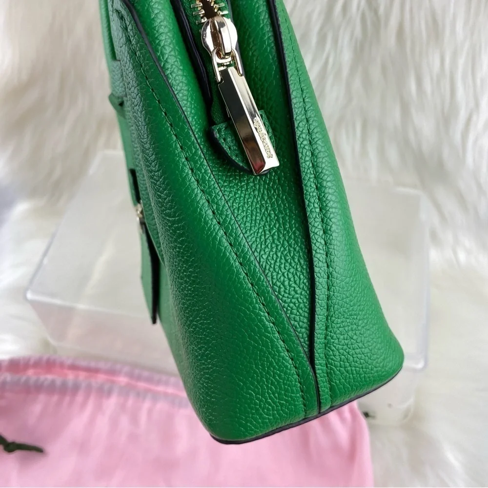 kate spade Green Pebbled Leather Satchel with Heart Charm